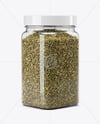Square Plastic Jar with Rosemary Mockup