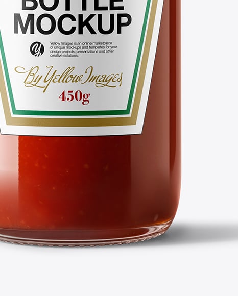 Clear Glass Tomato Ketchup Bottle Mockup