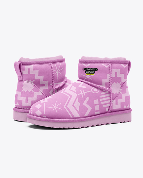 Pair of Women's UGG Boots Mockup - Shoe mockups