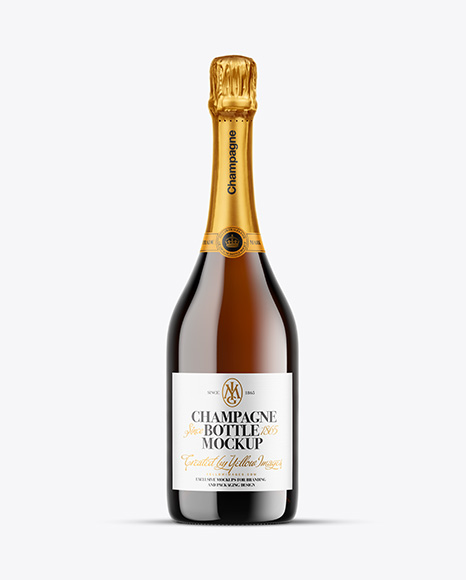 Amber Glass Champagne Bottle Mockup