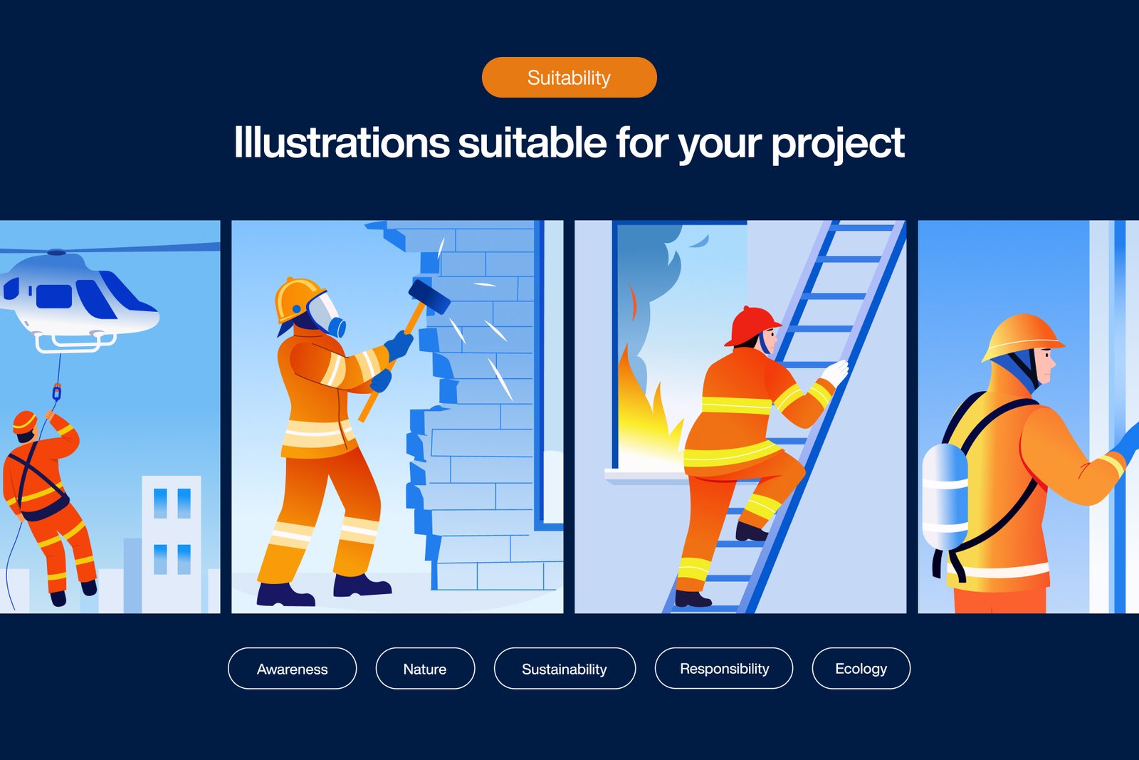 Firefighter Illustration Art Set