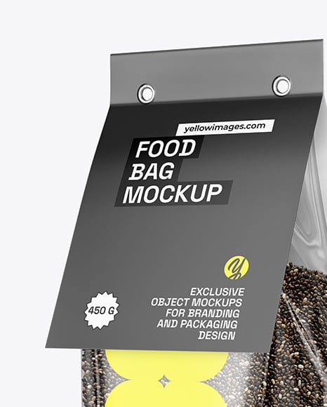 Transparent Package with Chia Seeds Mockup