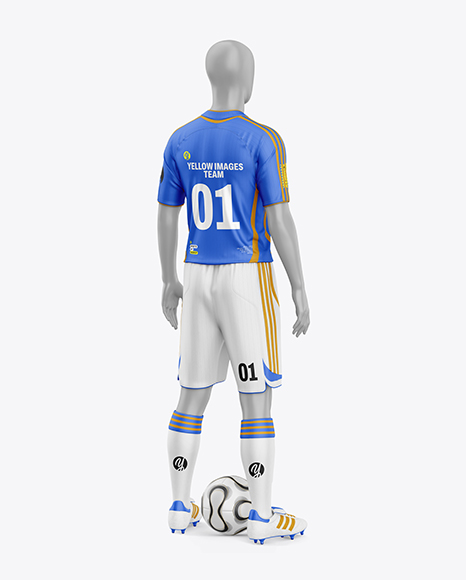 Full Soccer Kit w/ Mannequin Mockup - Back Half Side View
