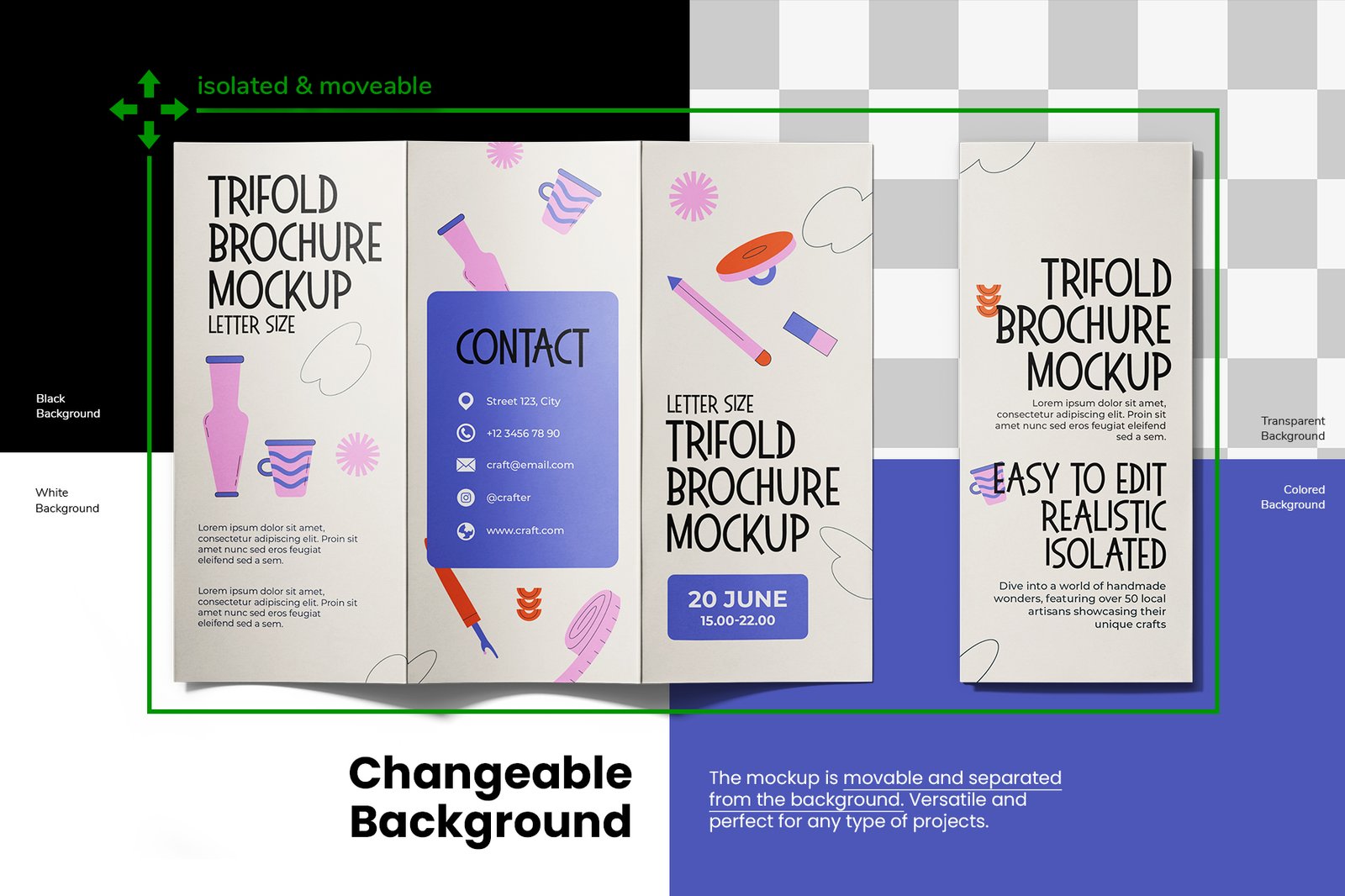 Trifold Brochure Mockup Set