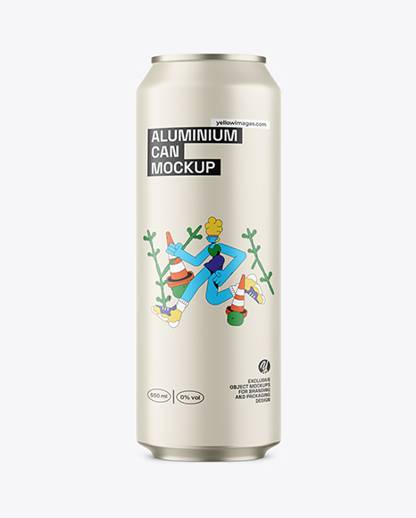 550ml Matte Aluminium Drink Can Mockup - Packaging mockups