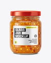 Clear Glass Jar with Hot Pepper Jelly Mockup