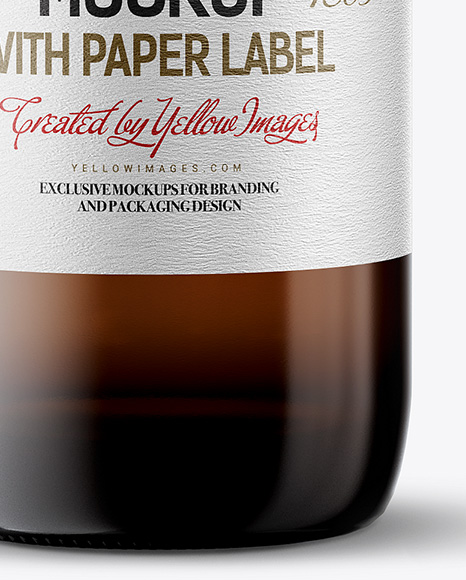 Amber Bottle with Cork Mockup