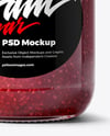 Clear Glass Jar with Raspberry Jam Mockup