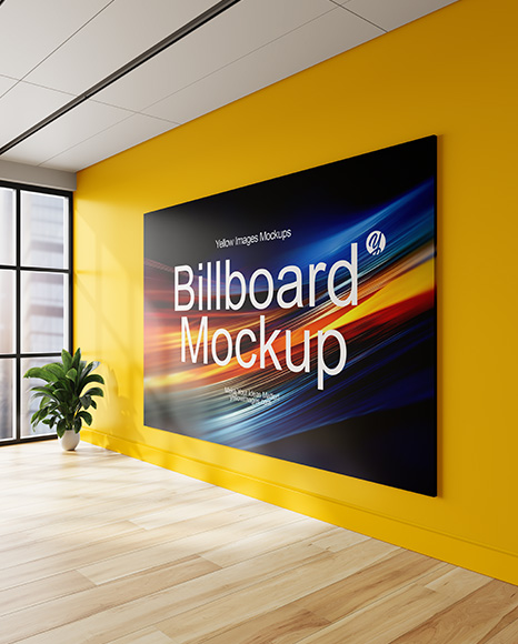 Indoor Billboard on a Wall Mockup - Wall frame mockup