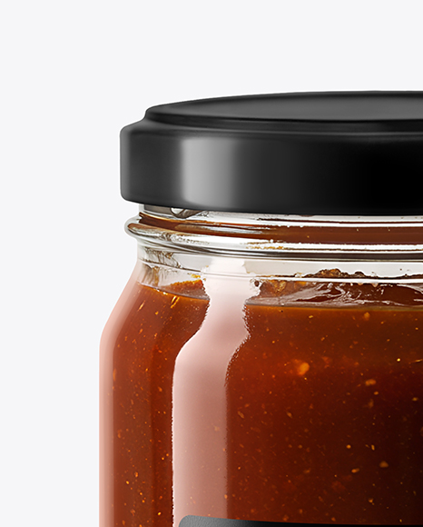Clear Glass Jar with BBQ Sauce Mockup