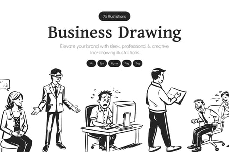 Business Drawing Illustration Set - Graphics