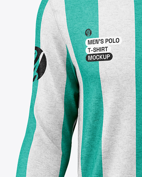 Men's Heather Long Sleeve Polo Shirt Mockup - Front View