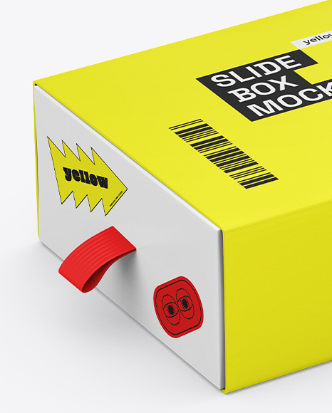Slide Box Mockup – Half Side View