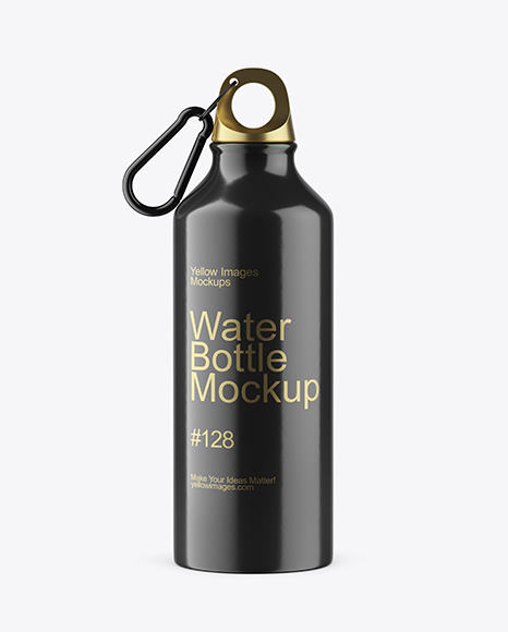 Aluminum Water Bottle with Glossy Finish Mockup