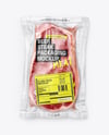 Clear Plastic Flow-Pack with Beef Steak Mockup