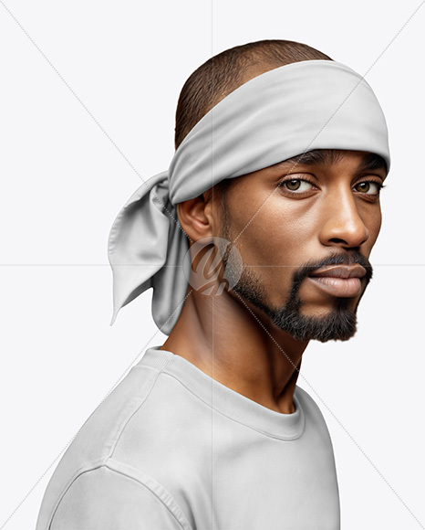 Black Man Wearing a Headband and Sweatshirt Mockup