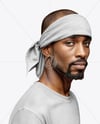 Black Man Wearing a Headband and Sweatshirt Mockup
