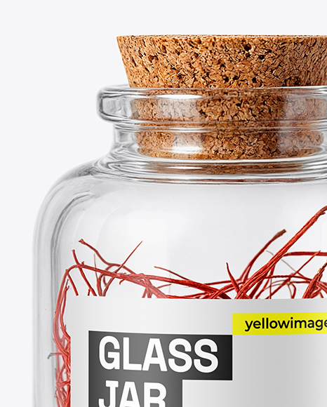 Glass Jar with Saffron Threads Mockup