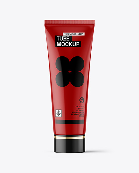Glossy Cosmetic Tube with Box Mockup