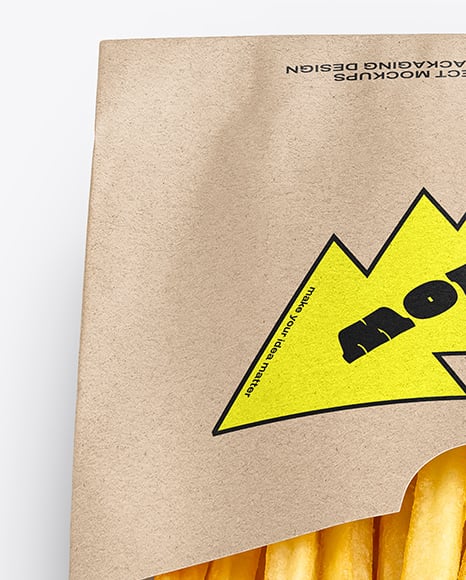 Kraft Paper Bag with French Fries Mockup