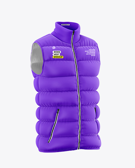 Matte Down Vest Mockup – Half Side View