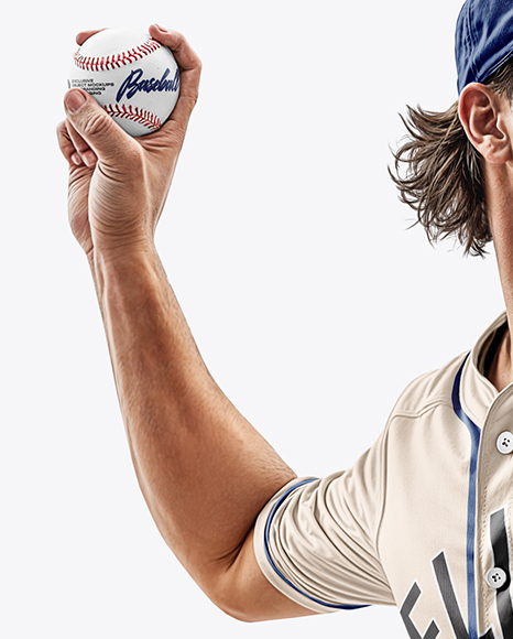 A Man Wearing a Full Pitcher Baseball Kit with Ball Mockup
