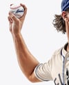 A Man Wearing a Full Pitcher Baseball Kit with Ball Mockup