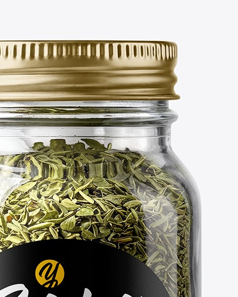 Glass Jar with Dried Tarragon Mockup