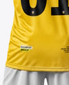 Afro-American Man Wearing Raglan Soccer Jersey and Shorts Mockup