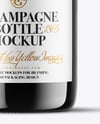 Green Glass Red Champagne Bottle Mockup