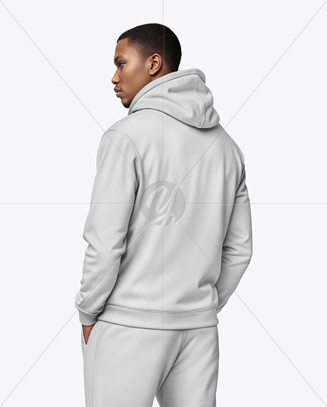 Black Man Wearing a Hoodie and Pants Mockup