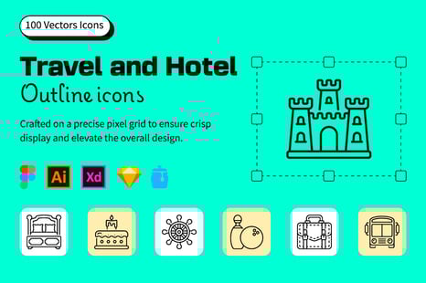 Travel and Hotel Outline Icon - Graphics