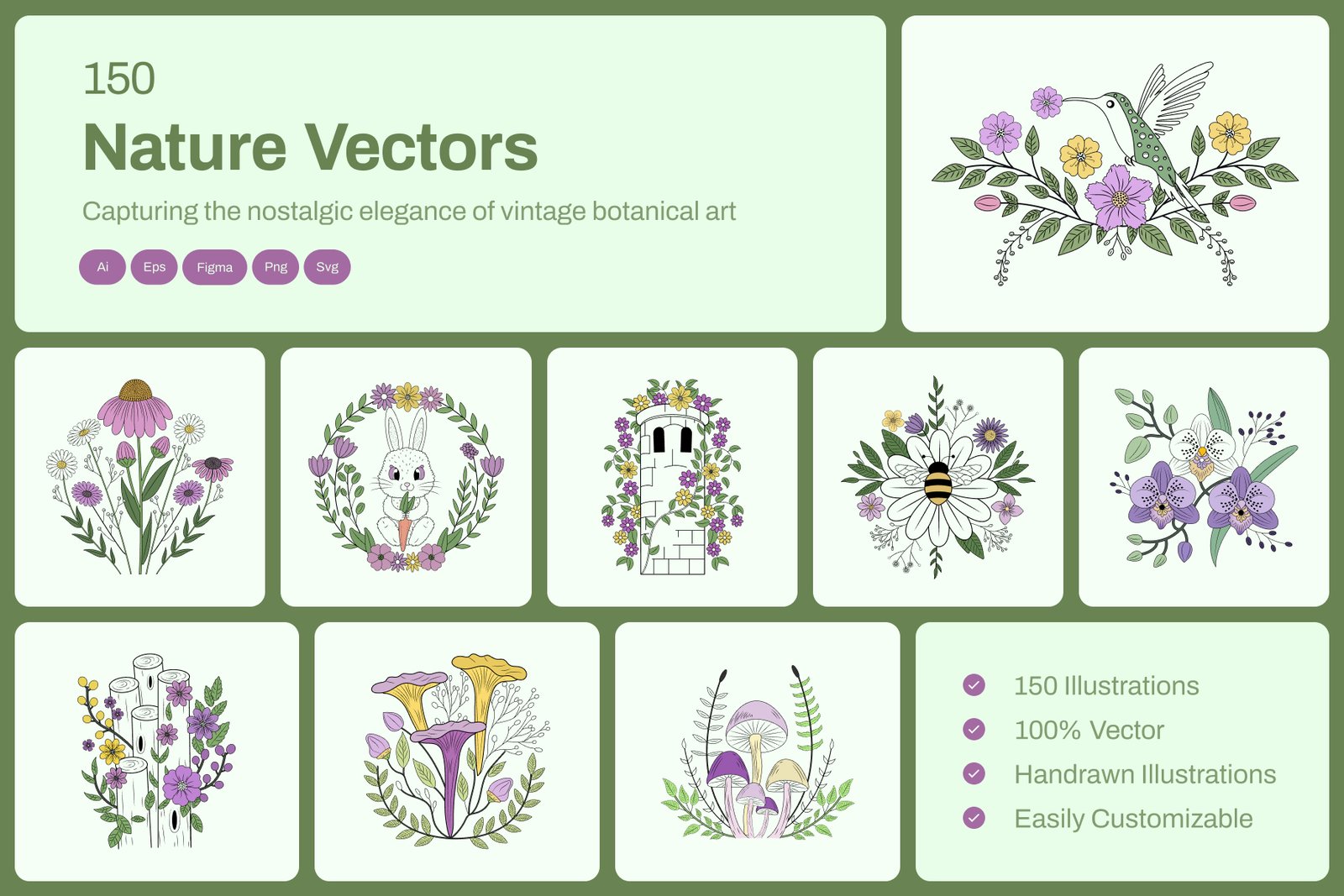 Vintage Nature Illustration Bundle