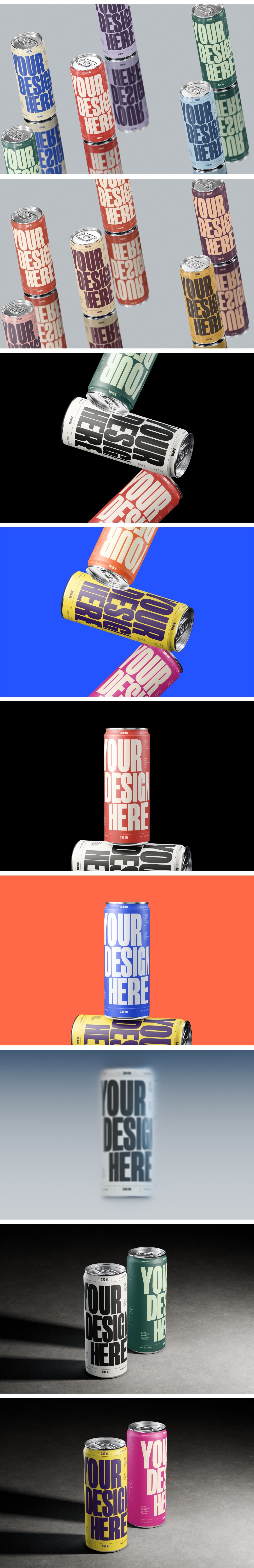 9-in-1 Slim Drink Can Mockups Bundle
