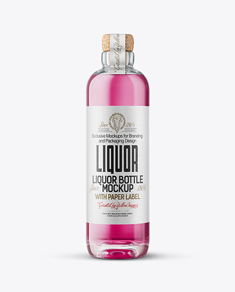 Clear Glass Liquor Bottle with Cork Mockup - Frosted glass mockup