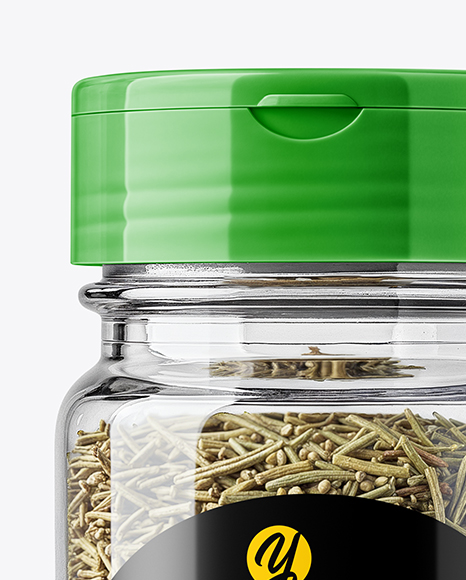 Glass Spice Jar with Rosemary Mockup