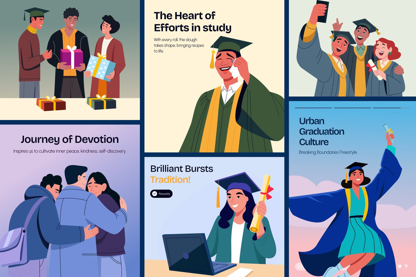 Graduation Illustration Art Set