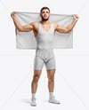 Man Wearing Wrestling Uniform with Flag Mockup