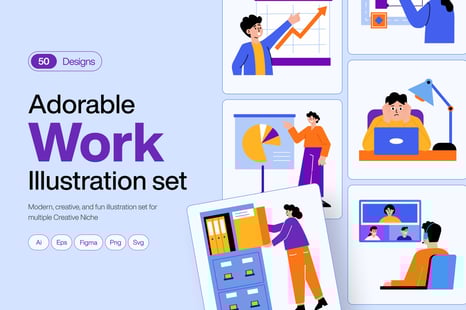 Work Illustration Art Set