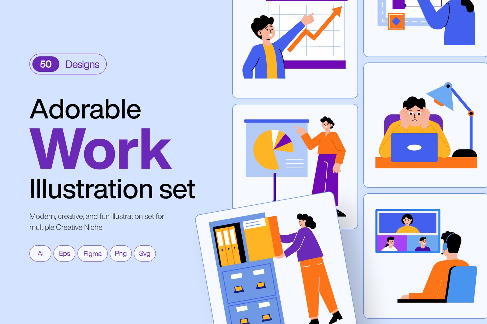 Work Illustration Art Set