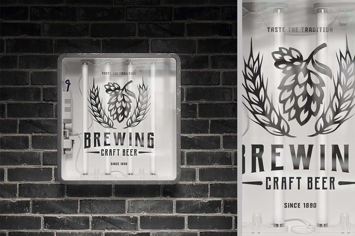 Advertising Light Box with Tube Lights Mockup