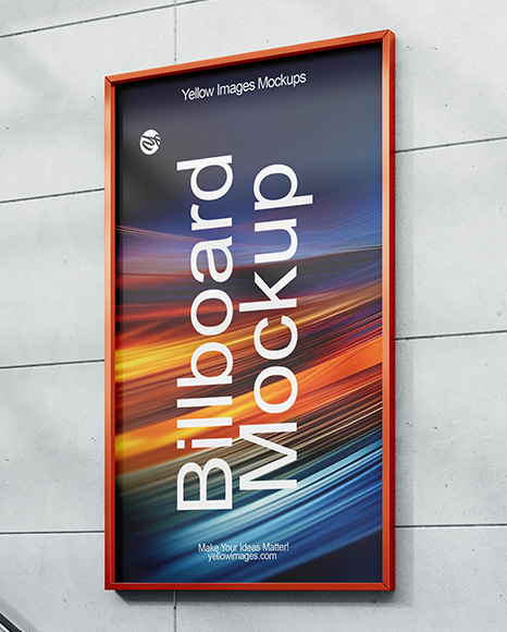 Vertical Billboard on a Wall Mockup
