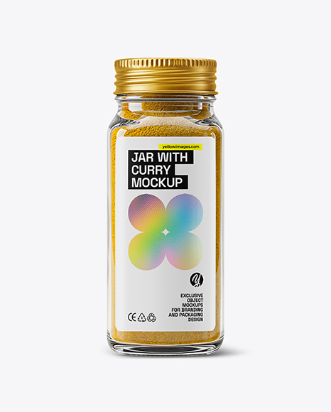 Glass Jar with Curry Powder Mockup - Realistic mockups