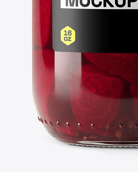 Glass Jar with Pickled Beets Mockup