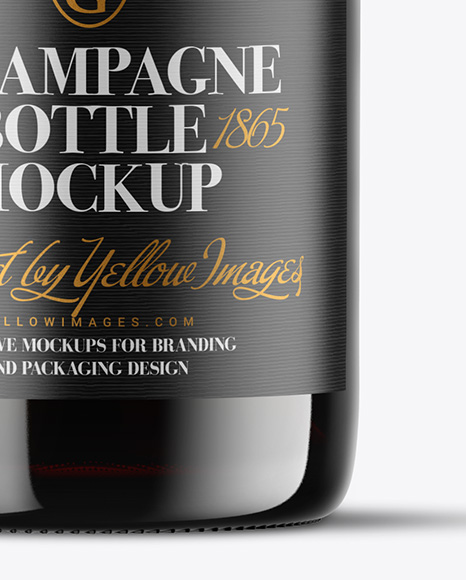 Green Glass Red Champagne Bottle Mockup