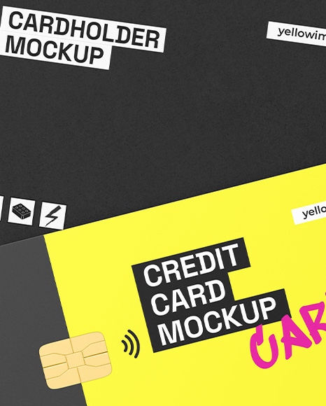 Credit Card w/ Kraft Cardholder Mockup