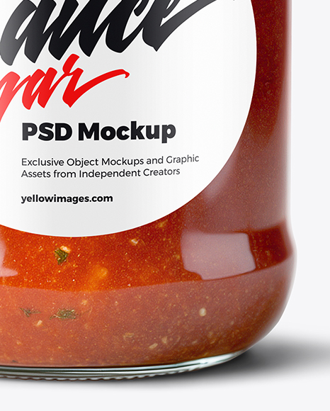 Glass Jar with Marinara Sauce Mockup