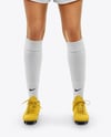 Woman Wearing Soccer Jersey and Shorts Mockup