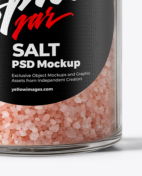 Clear Glass Jar with Pink Salt Mockup
