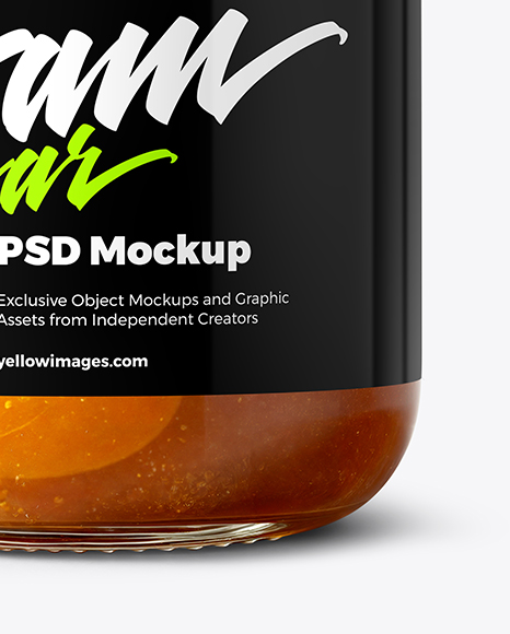 Glass Jar with Apricot Preserves Mockup